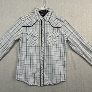 Carbon Classic Fit Men's Medium Pearl Snap Button Up Plaid Shirt Long Sleeve